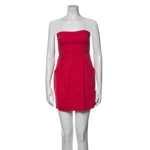 Red strapless mini dress